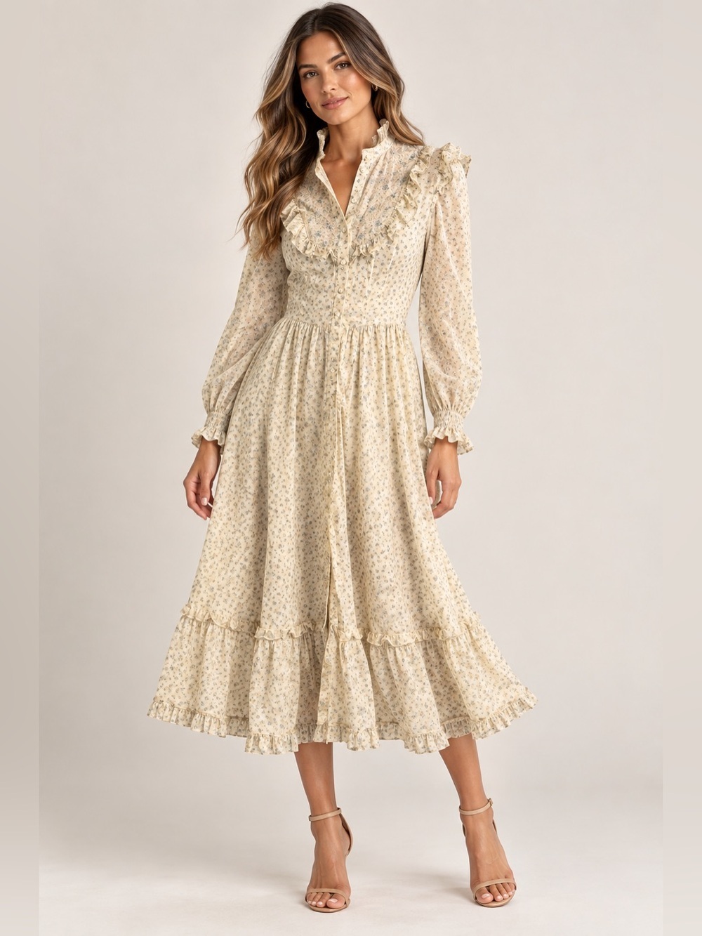 70s Gunne Sax Cream Dress